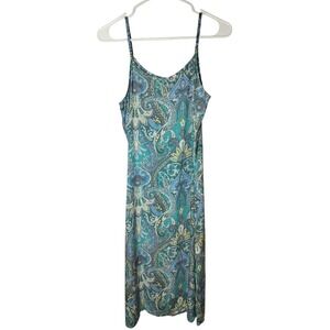 WindiRiver Women's Blue Teal Paisley Printed Sleeveless Casual‎ Dress Size S